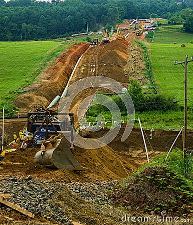 Mountain Valley Pipeline Cutting a Farmer`s Farmland in Half - 2 Editorial Stock Photo